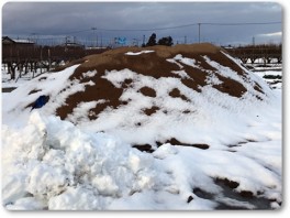 もみ殻堆肥の山