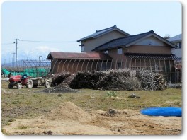 剪定した枝を運ぶ